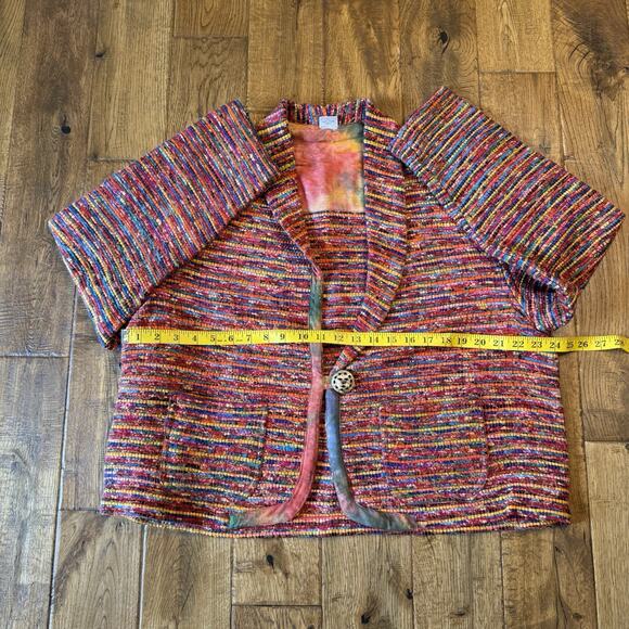 VTG Rainbow Colorful Art To Wear Handwoven Jacket Blazer Womens Sz XL - Picture 4 of 5